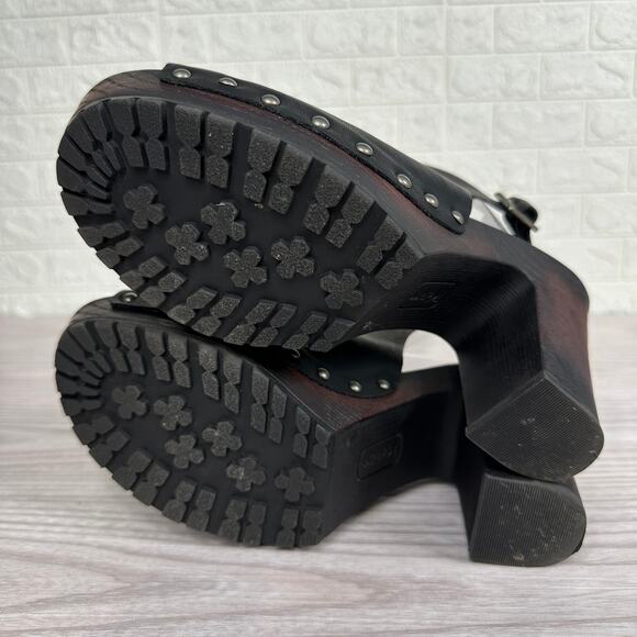 Korks Arden Clog Sandal 10M Black Leather Studded Platform Chunky Heel KR0013709 - Picture 8 of 10